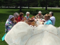 Brrrr...Mazza group joins Elephant for a chilly picnic on the green in Jericho Center, VT.